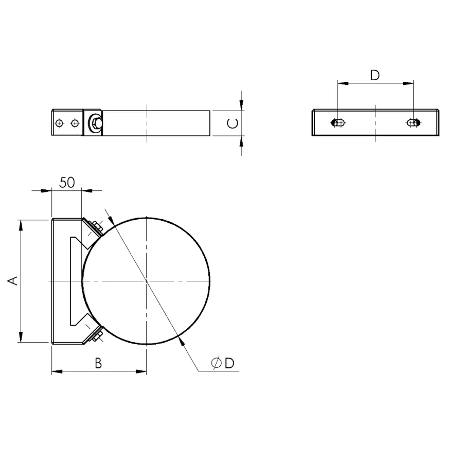 WALL BRACKET, L-50 MM
