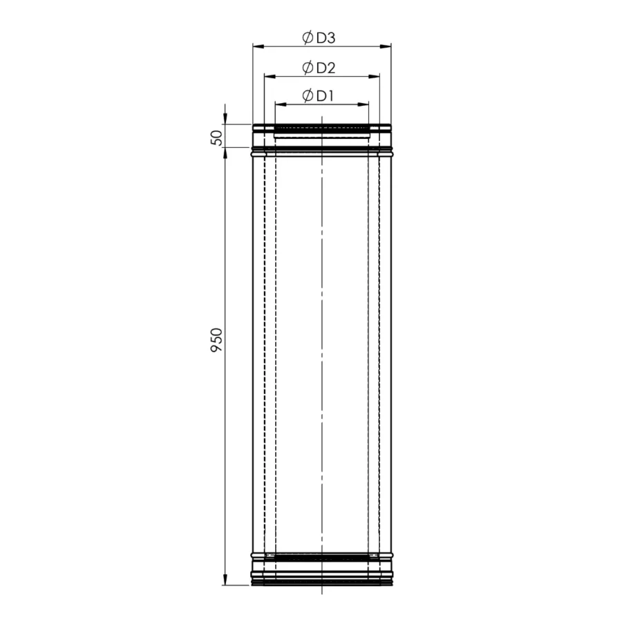 trisienio-dūmtraukio-segmentas-l-1.0-m-brežinys TRIPLE WALL AIR-FLUE CHIMNEY SECTION, L-1 M
