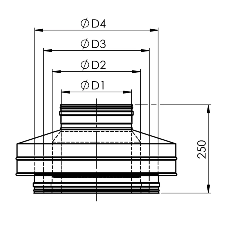 trisienis-viršutinis-antgalis-izoliuotam-segmentui-brėžinys TRIPLE WALL CAP WITH AIR INLET FOR INSULATED SECTION